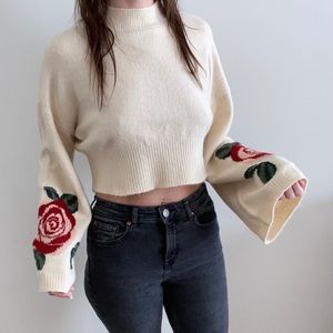 Cropped bell sleeve sweater